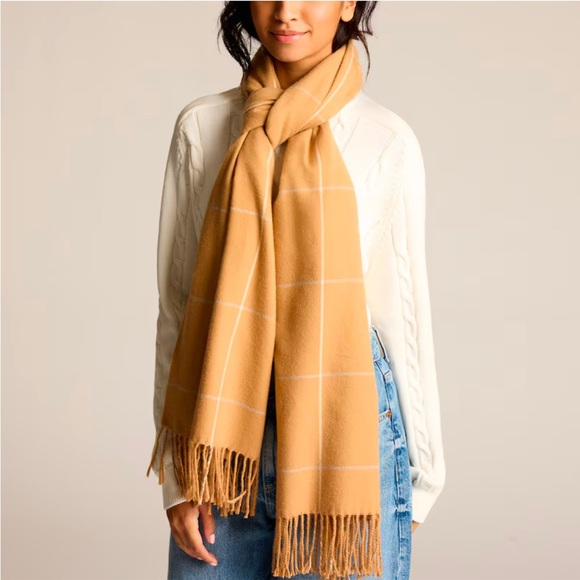 Love & Lore Tan Windowpane Scarf - Picture 3 of 5